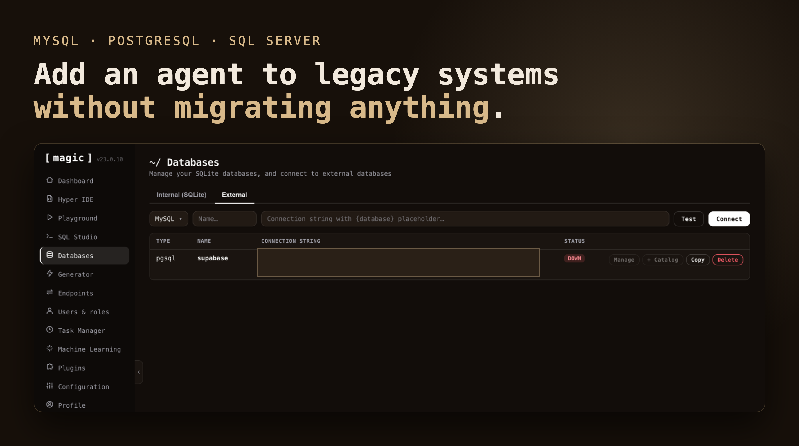 Connecting an external MySQL, PostgreSQL or SQL Server database to a Magic cloudlet