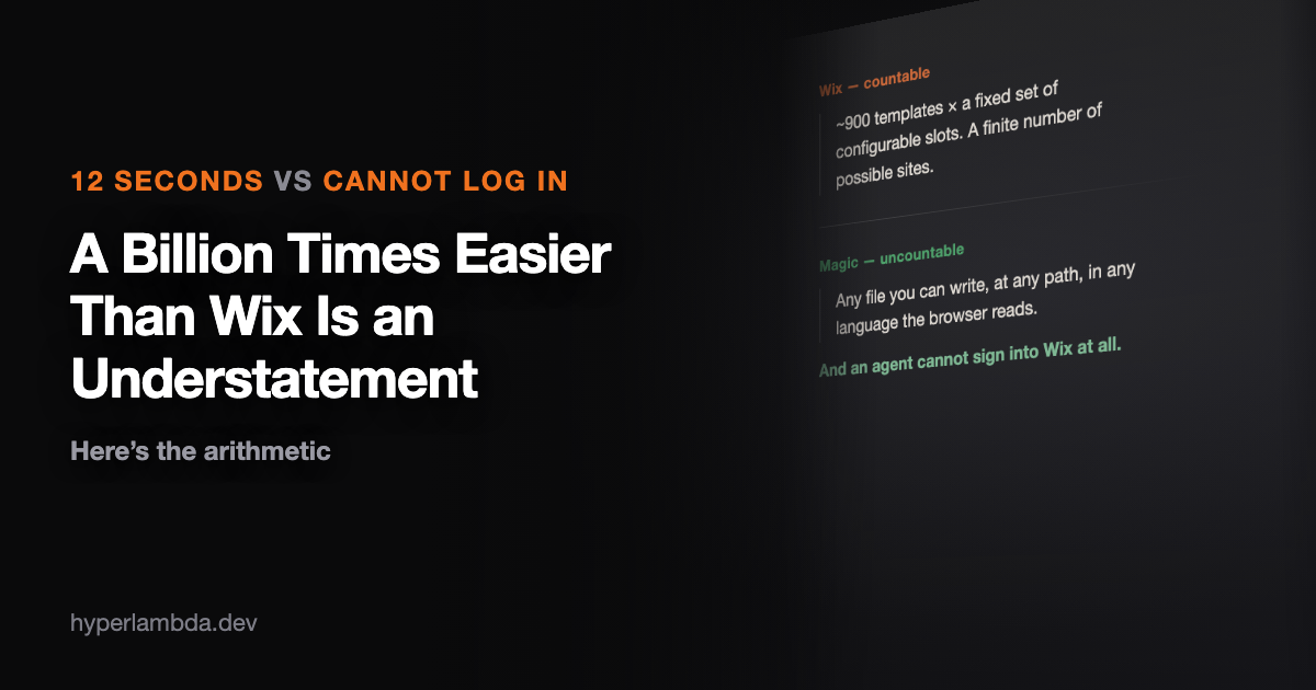 A Billion Times Easier Than Wix Is an Understatement: Here's the Arithmetic