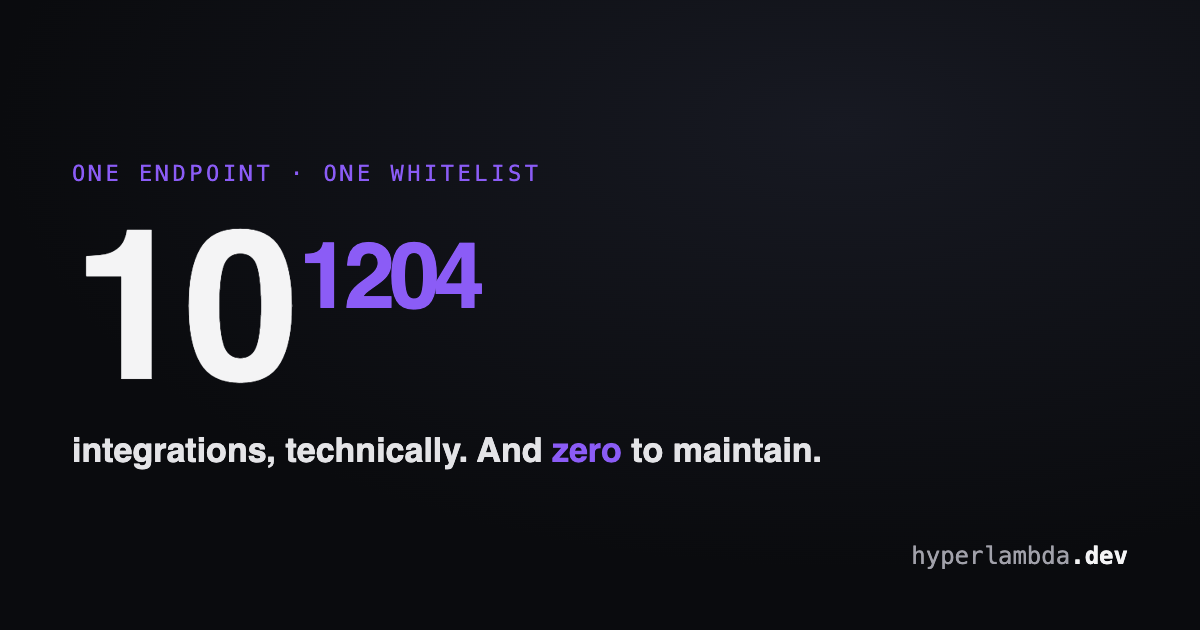 My MCP server technically has 10 to the power of 1204 number of integrations! Try it for free here!