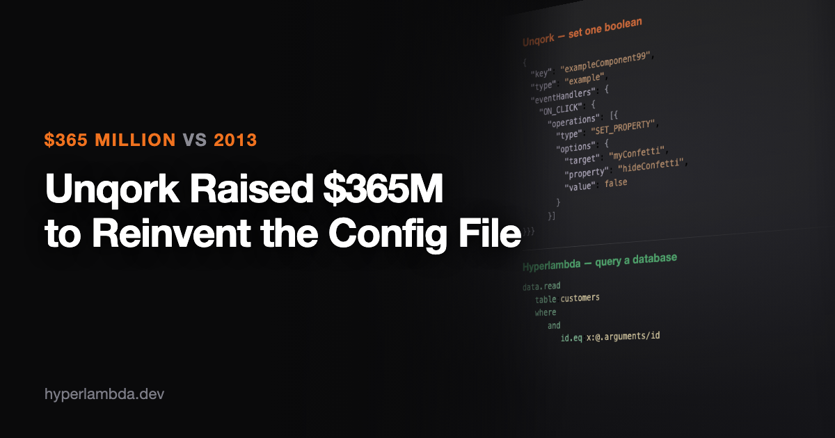 Unqork Raised $365 Million to Reinvent the Config File. Hyperlambda Got There in 2013.