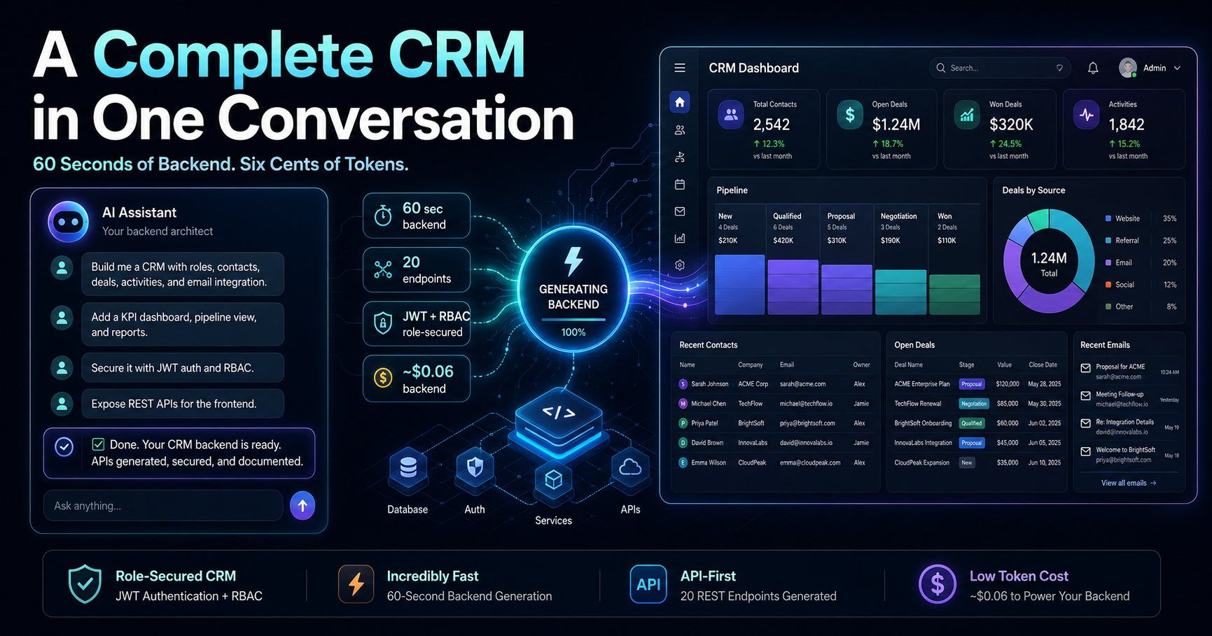 A Complete CRM in One Conversation: 60 Seconds of Backend, Six Cents of Tokens