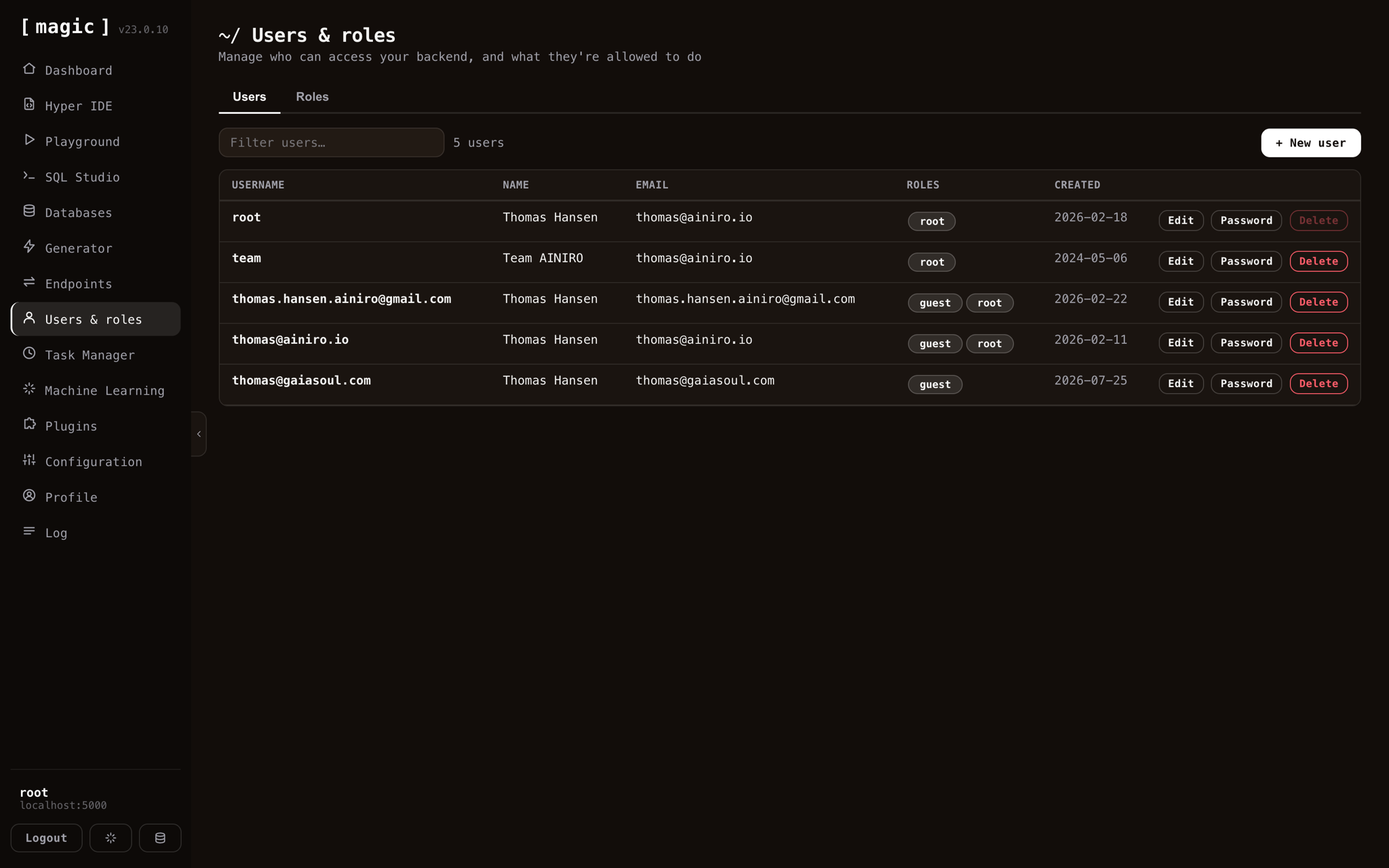 Users and roles in the Magic dashboard - the authorization surface for the whole platform