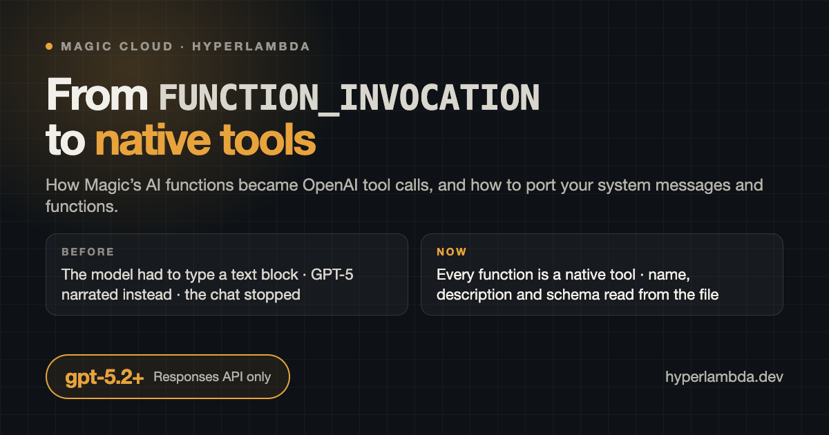 From FUNCTION_INVOCATION to Native Tools: Migrating AI Functions in Magic Cloud