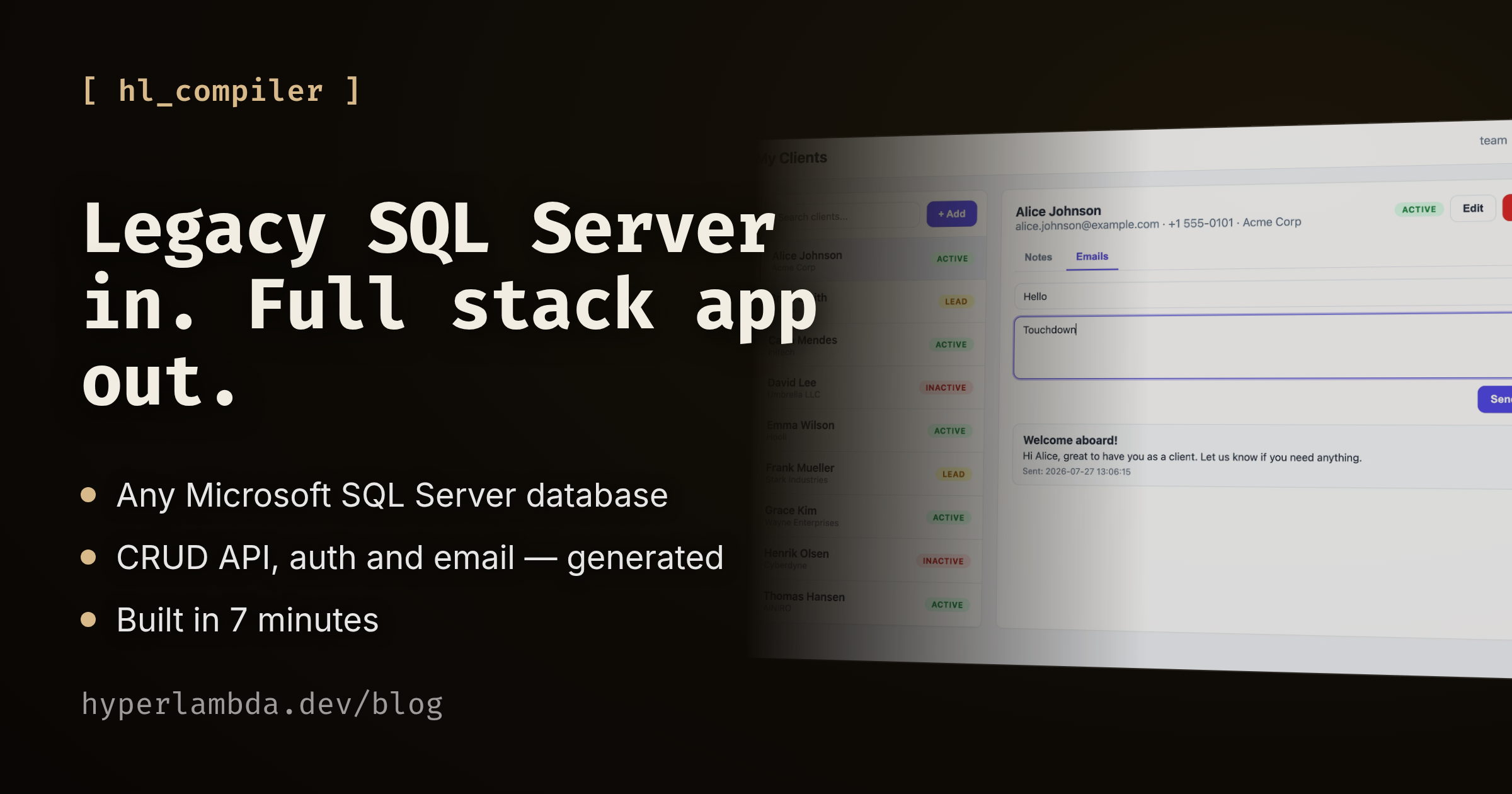 Turn Your Legacy SQL Server Database into a Modern Full Stack App in Minutes
