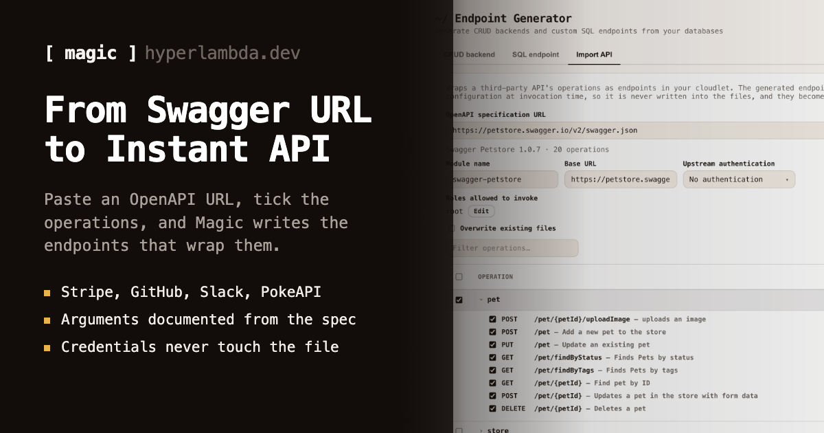 From Swagger URL to Instant API